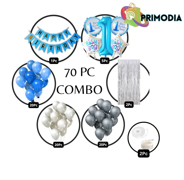 1st%20Birthday%20Decoration%20Kit%20for%20Boys%20&%20Girls%20-%2070pc%20Combo-%2060pc%20Balloons(white,silver,blue)(white,pink,red),%201%20banner,%201st%20birthday%20foil%20balloon%20Set%20of%205,%202%20Silver%20Curtains,%201pc%20dot%20tape,%201pc%20arch%20tape(%20First%20Birthday%20Theme%20Decorations%20for%20Boys%20&%20Girls%20)%20-%20Image%202