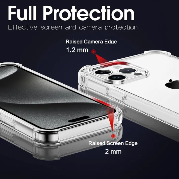 iPhone%2015%20Pro%20(6.1''),Shockproof%20Slim%20Shock-Absorbing%20Bumper%20Clear%20Hard%20Back%20Phone%20Protective%20Bumper%20Cover%20for%20iPhone%2015%20Pro%20(Clear)%20-%20Image%202