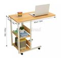 Wooden Laptop side Table for sofa & bed with Wheels Shelf Multi-Functional. 