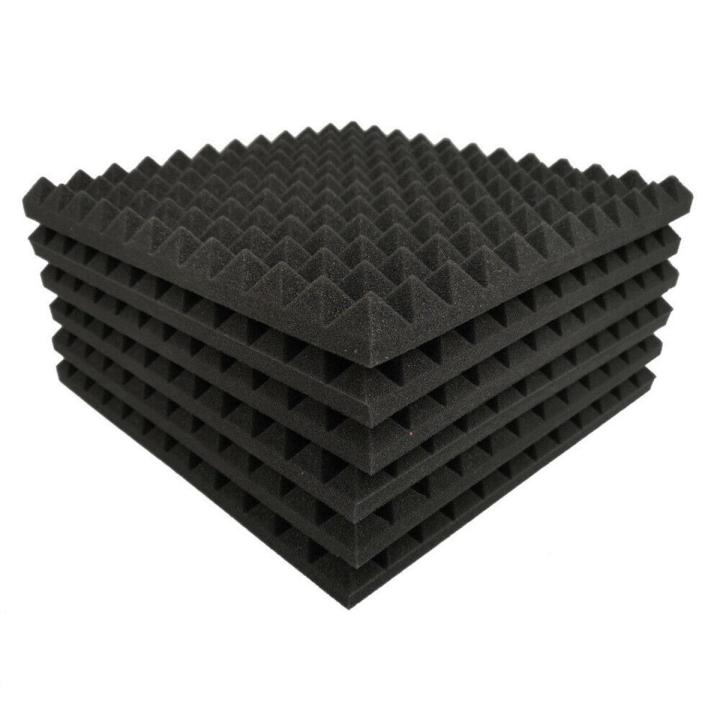 12 Pack Pyramid Shape Soundproof Foam Sound Proof Padding Treatment Panel for Echo Bass Insulation -Black