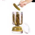 Organizer Storage Jar Glass Pickle Jar with Strainer Flip Leak-proof Wide-mouth Design Food Grade Bpa Free Airtight Olive Kimchi Hourglass Container in Asia Large Capacity Pickle Jar. 