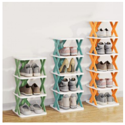 3, 4, 5 and 6 Layers Stackable Shoe Rack Easy-assembled Shoe Organizer and Storage Plastic Shoes Cabinets Space-Saving Closet Shoes Shelf