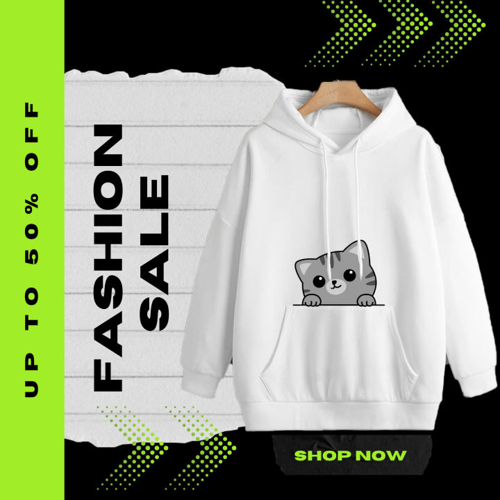 [Ready stock in Malaysia] cute cat Baju hoodie Perempuan Baju hoodie lelaki Hoodie Man hoodie women jacket unisex long sleeve
