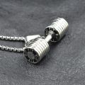 Dumbbell go fit Pendant Fitness Bodybuilding Gym gold black color Crossfit Barbell Necklace Fitness Jewelry 316L Stainless Steel. 