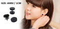 Punk Round Black Stainless Steel Ear Stud Piercing Earrings 6mm / 1cm for  Women. 