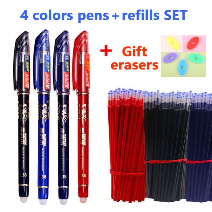 Erasable%20ballpen%20Gel%20pen%20set%200.5mm%20ball%20tip%20Black,Light%20Blue,Red,Dark%20Blue%20ink%20Refills%20friction%20pen%20with%20eraser%20School%20&%20office%20writing%20supplies%20Stationery%20-%20Image%203