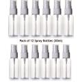 Refillable Fine Mist Spray Bottle 30ml (Pack of 12) Mini Empty Plastic Spray Bottles Travel Portable, Makeup Bottle, Refillable Perfume Bottles Makeup Container. 