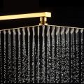 Rain shower Head  12 Inches Square Rain Shower Head Large Golden Stainless Steel High Pressure Shower Head Ultra Thin Rainfall Bath Shower with Silicone Nozzle Easy to Clean and Install Chrome Shower Head. 