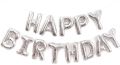 13pcs 16 Inch Long Silver Happy Birthday Foil Letters For Women and Men Adults Kids Foil Balloons Set for Party Decoration. 