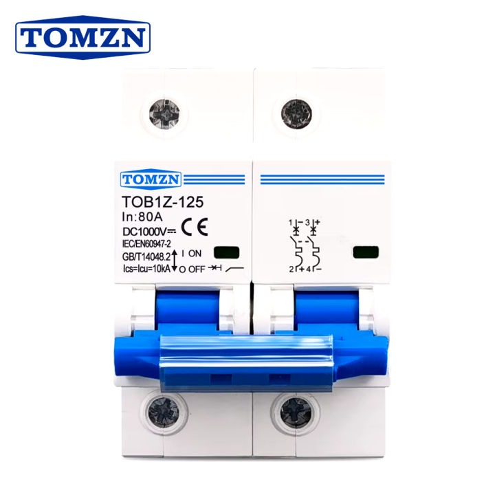 Original TOMZN 2P DC 1000V MCB 125A Circuit breaker FOR PV System C curve Battery Main Switch