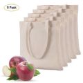 Pack of 5 Cotton Tote Shopping Bags for Women Eco Friendly Reusable 38x42cm Plain Craft and Grocery Bags. 