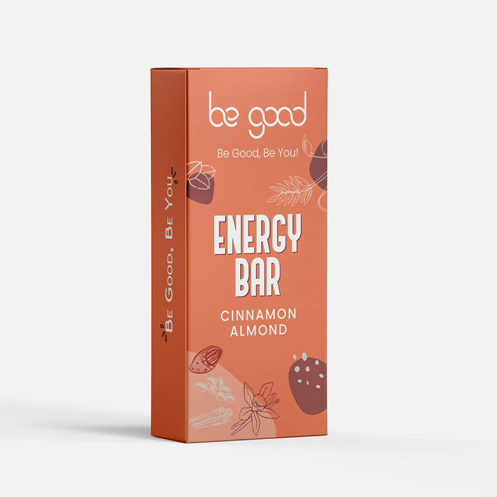 Be Good Cinnamon Almond Energy Bar 45g | Almonds, Oats, Chia & Melon Seeds, Honey & Dates | Crunchy High Fiber Energy Bar