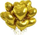 GOLDEN HEARTS FOIL BALLOON ( PACK OF 5 GOLDEN HEART SHAPE FOIL BALLOON ). 