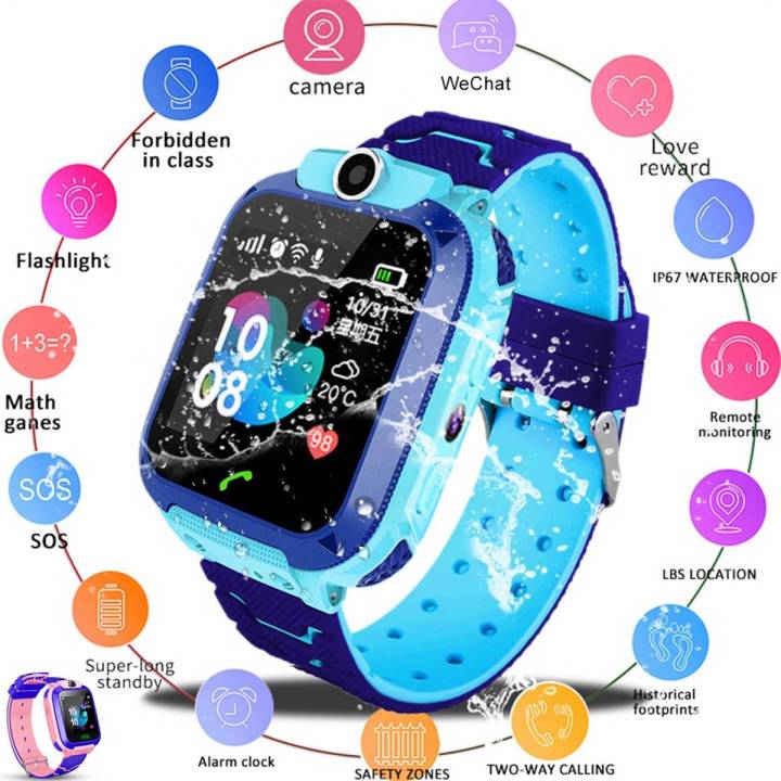 Q12 Smart Phone Watch For Children Student 1.44 Inch Waterproof Student Smart Watch Dial Call Voice Chat（blue）