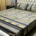 High Quality Fine Cotton Bedsheet 3 Piece Set Double Bed Printed 3D Crystal Cotton King Size Bedsheet. 
