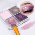 4-Color Glitter Blue Eyeshadow Palette Matte Pearl Shimmer Acrylic Smoky Purple Eye Shadow Palette Long Lasting Makeup Cosmetic. 