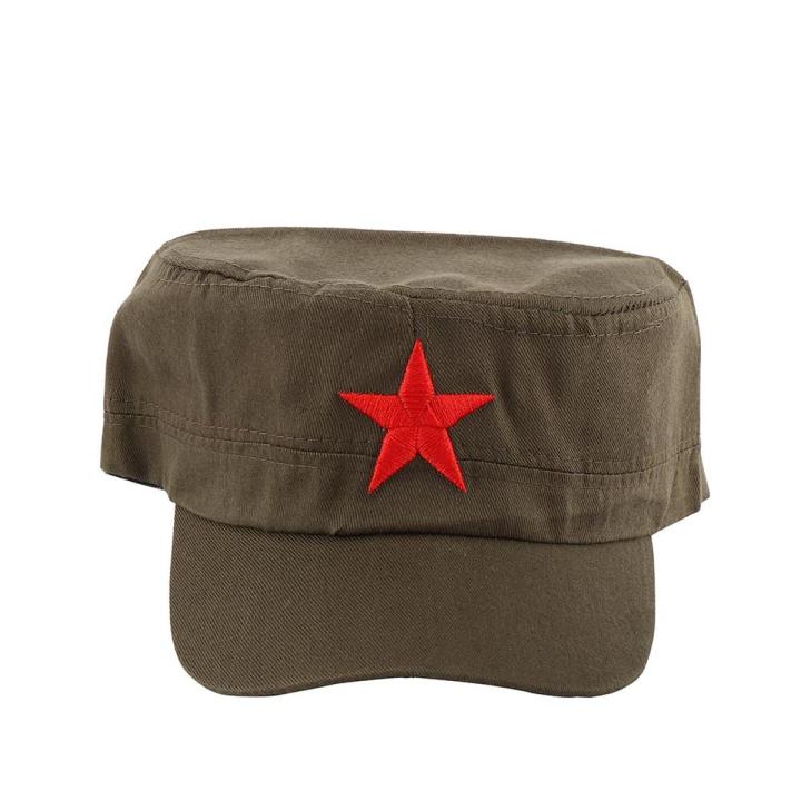 Military Cap Red Star Embroidery Cap Military Hat Army Green Flat Hats For Men Women Vintage Bone Male Female Army Sun Hat