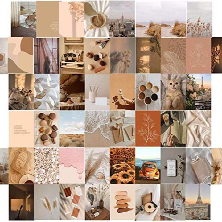 Brown Series Aesthetic Wall Collage Kit 40 Set 4x6 Inch Glossy Posters for Dorm and Room Decor