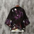 Casual Kimono Haori For Men Japanese Fashion Male Kimonos Samurai Crane Printed Shirt Men's Plus Size Clothes. 