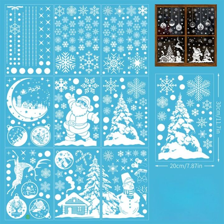 Santa Clause Christmas Static Stickers Gift Snowman Gnome Xmas Tree Window Decals Party Supplies Festival Ornament Snowflake Sticker Christmas