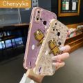 chenyyka For Infinix Smart 4 Smart 4C X653 Case Cartoon Cute Spoof Bear Plating Side Edge Square Phone Cases Pattern Casing Full Lens Back Cover Camera Protect Shockproof Softcase. 