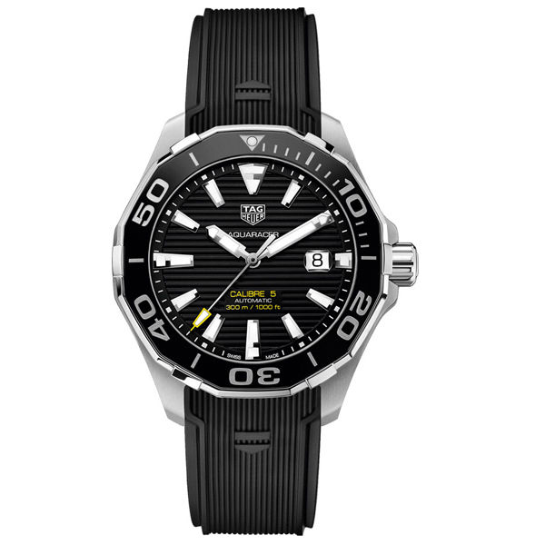 Tag Heuer Aquaracer Black Rubber Black Dial  Automatic Watch for Gents - WAY201AFT6142