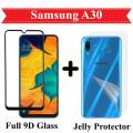 Samsung Galaxy A30 Full Black 9D|5D|6D|10D|11D|21D Tempered Glass Screen Protector Full Glue Edge To Edge + Back Clear Jelly Protector Soft Film Protection Hydrogel Film Protector For Samsung Galaxy A30. 