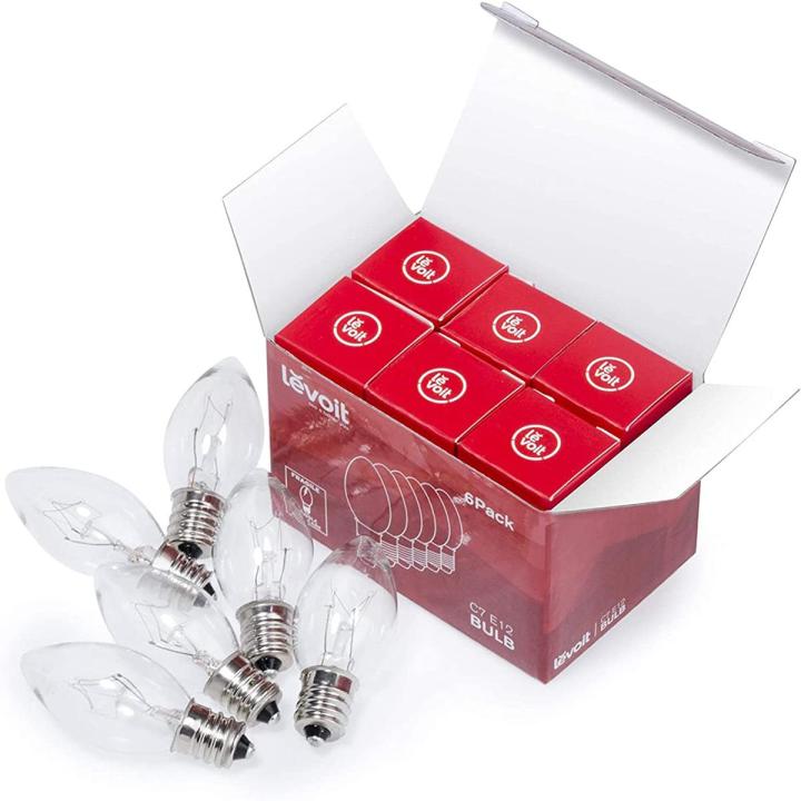 Lévoit 15Watt Himalayan Salt Lamp Bulbs, 6 Pack-E12 Socket Incandescent Light Bulbs with Lévoit Designed Gift Package [Energy Class F]‎Dimmable, Himalayan salt lamp replacement Bulb.Light Colour (Red).