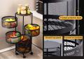 5 Layer/Tier/Step Kitchen Rotating Shelf 360 Degree Baskets Fruit Vegetable Storage Rack Floor Round Household Multi-function Shelf With Wheels. 