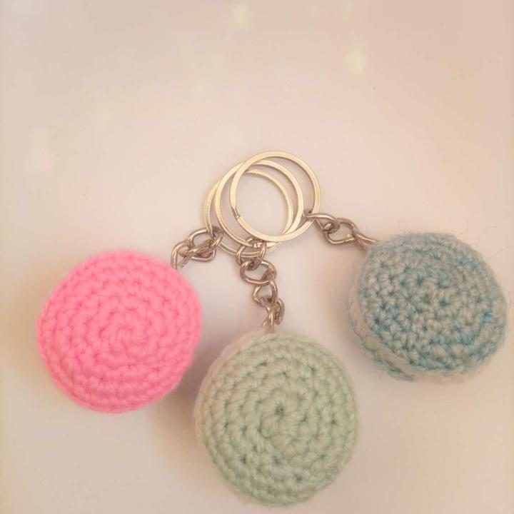 Pack of 03 Elegant Stylish Macaroons Shaped Aesthetic Crochet Woolen Keychain