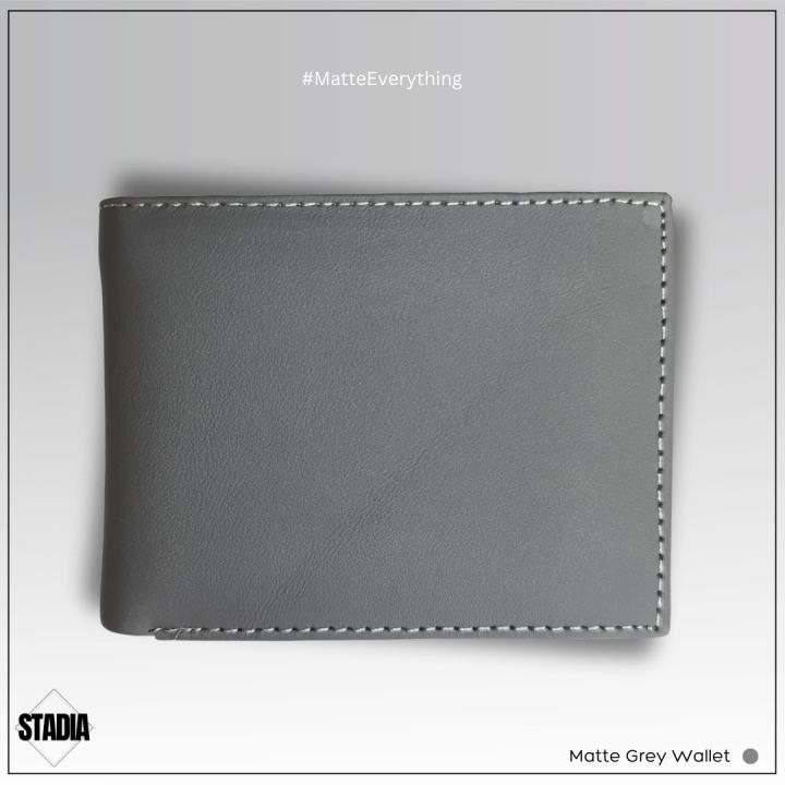 MATTE GREY WALLET Gift for Men | Business Class High-Quality Leather. Multiple Card Holder, Solid Color Travel Purse