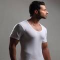 Pack of 3-RIBBED Half Sleeves VEST MEN'S 100% Cotton - White Fitted Muscle Gym Rib Top. 
