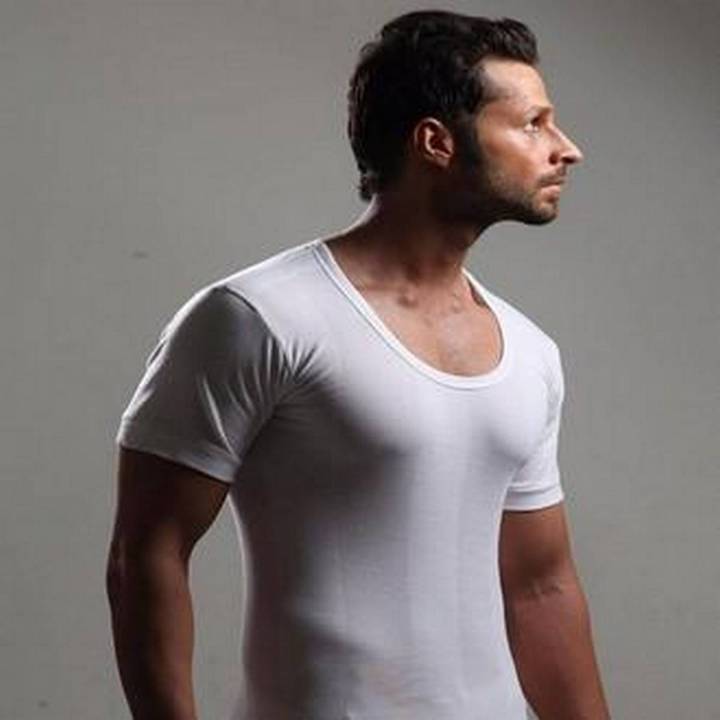 Pack of 3-RIBBED Half Sleeves VEST MEN'S 100% Cotton - White Fitted Muscle Gym Rib Top