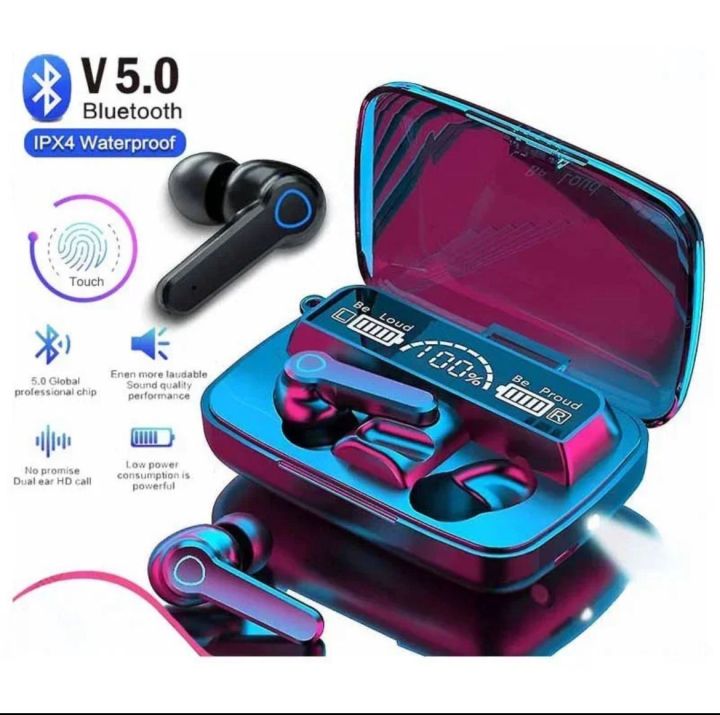 M10 Airpods TWS (True Wireless Stereo) Airbuds Bluetooth Earbuds Dual Earphones Headset (Connect With All Bluetooth Devices).