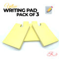 Yellow Writing Pad Pack of Three (100 Sheets Each). 