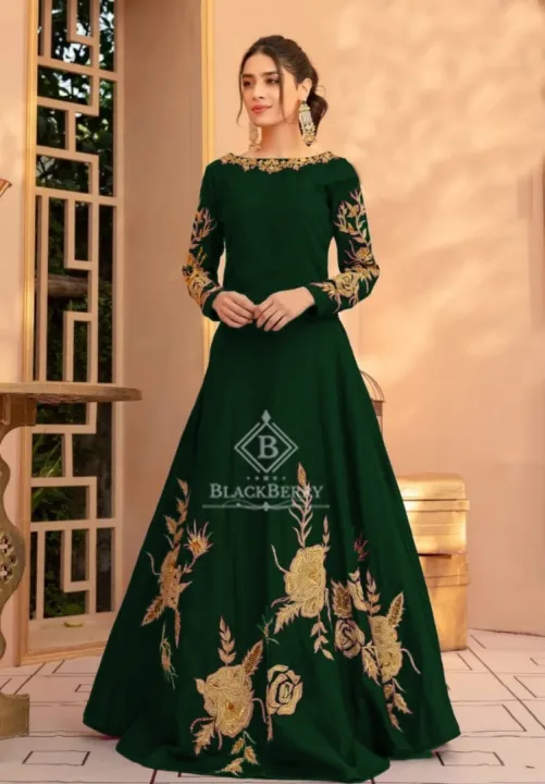 4%20Bunch%20Flowers%20Maxi%20Fashion%20Party%20Wear%20Stitched%C2%A0Dress%20For%20Womens%20By%20-%20Image%204