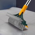 Floor Scrub Brush with Long Handle, Adjustable Magic Broom Brush 2 in 1 Cleaning Scrub Brush 120 Degree Triangular Rotating Brush Head Removable Crevice Cleaning Brush with Squeegee. 