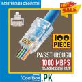 RJ45 Cat6 / Cat5e Pass Through Connector - 8P8C Gold Plated Passthrough. 