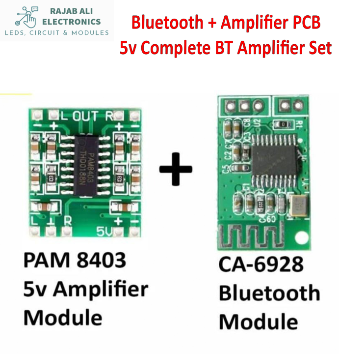 (Combo Of 2 Product )  Mini Bluetooth Module + Pam 8403 Mini  Amplifier Module 3.7v To 5v DC Bluetooth Speaker Repearing And Assemblying Wireless Bluetooth Speaker