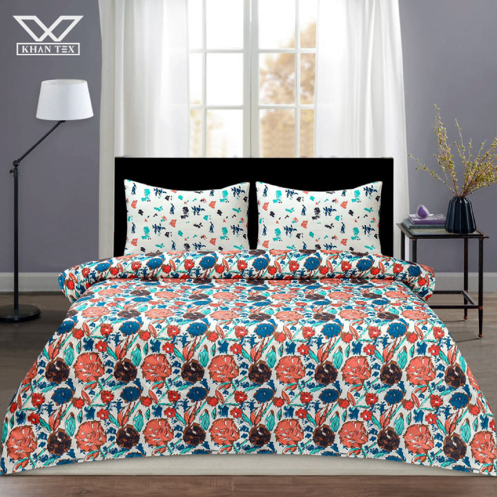 Khan%20Tex%20Cotton%20Printed%20Double%20Bedsheet%20Set%20King%20Size%20With%20Two%20Pillow%20Covers%20%E2%80%93%20Premium%20Quality%20Elegant%20Desings%20Softest%20Cool%20Pure%20Cotton%20Bedsheets%20-%20Image%202