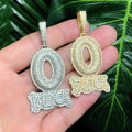 2025 Iced Out Letter Charm Letter O Block Pendant Necklace Bling Cubic Zirconia Punk Styles Hip Hop Men Boy Rope Chain Jewelry. 