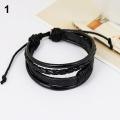 Unisex Vintage Retro Multilayer Braided Faux Leather Wristband Bracelet Bangle. 