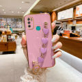 COROGI for Itel Vision 1 Pro / Itel S16 Back Cover with Love Heart Bracelet Luxury 6D Plating Frame Shiny Chain Cases Soft Silicone Square Protective Mobile Phone Case for Girls Boy. 