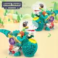 Green forest Glowing Dinosaur Toy Transparent Design Parent-child Interactive Kids Glowing Gear Dinosaur Toy. 