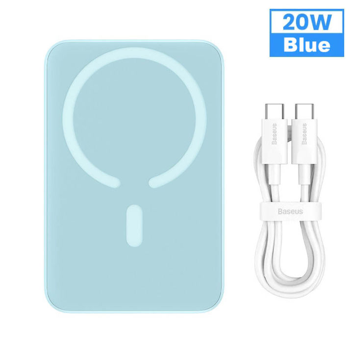 Baseus Magnetic Power Bank, 10000mAh Wireless Powerbank PD 20W with USB-C Cable, for MagSafe, for iPhone 16/15/14/13/12 Series, Black/White