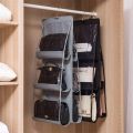 Double side transparent 6 Pocket Foldable Hanging Bag 3 Layers Folding Shelf Bag Purse Handbag Organizer Pocket Hanger Storage. 