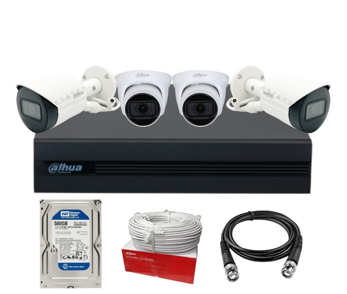 Dahua - Hikvision CCTV 04 Camera 2 MP 1080 Package With Complete Wiring With One Year Brand Warranty