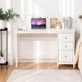 White Desk with Drawers, Modern Home Office Computer with Storage Drawers & Spacious Desktop, Compact Writing Laptop Desk for Bedroom, Multipurpose Computer Workstation. 