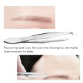 2X Silver Tone Slanted Flat Tip Metal Hair Eyebrow Tweezer Cosmetic Tool for Lady. 