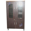 6x4 Feet Wooden Four Door Showcase Cupboard -Brown wardrobe Cabinet safe almari book shelf Kitcher. 